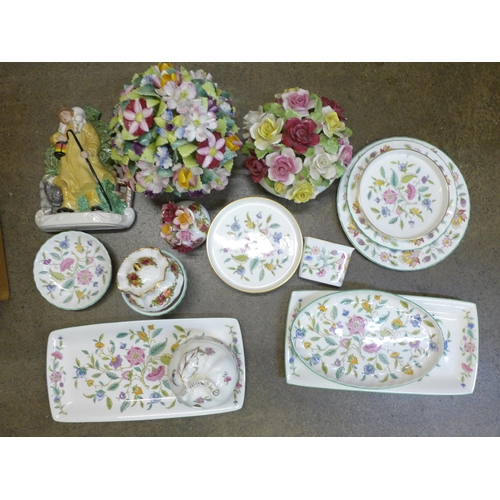 733 - A collection of Minton Haddon Hall pattern china, a Royal Doulton flower posey, two pieces of Royal ... 