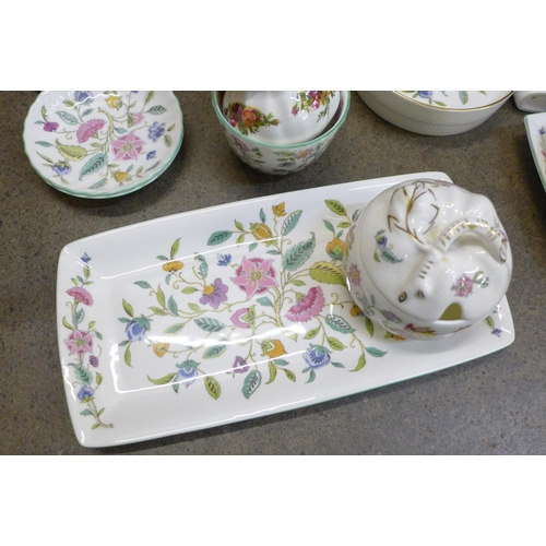 733 - A collection of Minton Haddon Hall pattern china, a Royal Doulton flower posey, two pieces of Royal ... 