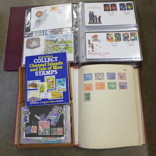 744 - Two stamp albums, one of Royal Mail First Day Covers (66), 1989 onwards and an album of world stamps... 