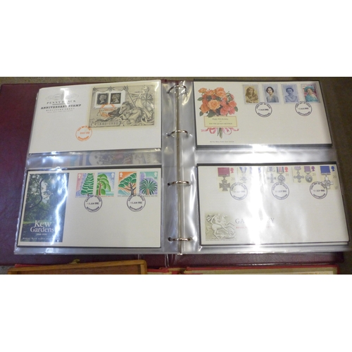 744 - Two stamp albums, one of Royal Mail First Day Covers (66), 1989 onwards and an album of world stamps... 