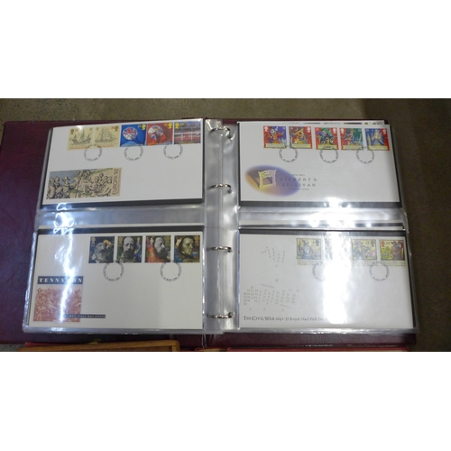 744 - Two stamp albums, one of Royal Mail First Day Covers (66), 1989 onwards and an album of world stamps... 