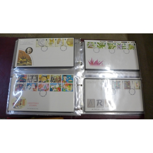 744 - Two stamp albums, one of Royal Mail First Day Covers (66), 1989 onwards and an album of world stamps... 