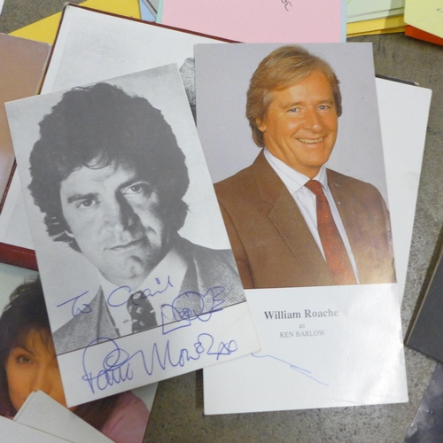 745 - A collection of signed celebrity photographs and pictures including Norman Wisdom, Richard Briers an... 