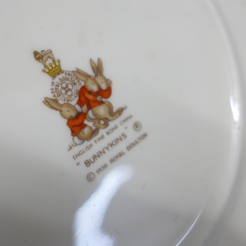 762 - Three Royal Doulton Bunnykins childrens sets; bowl, plate and mug