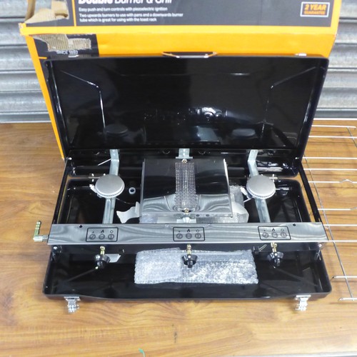 2234 - A Halfords double burner and grill portable hob