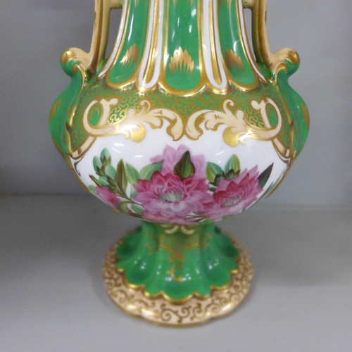 782 - A pink opaque glass lustre and a porcelain vase