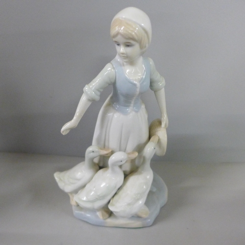 794 - A pair of continental bisque figures, Lladro Polar Bear, Nao clown, etc