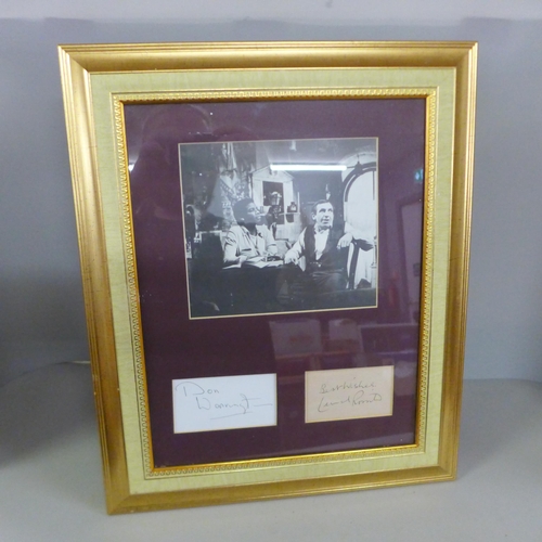 797 - Two framed mounted displays, signed, Rising Damp Leonard Rossiter and Don Warrington and four Till D... 