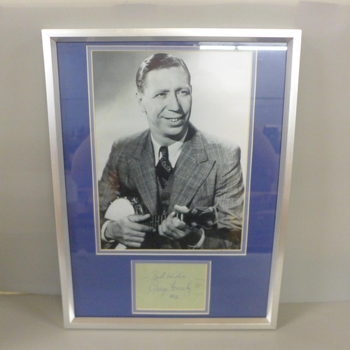 798 - Three celebrity mounted displays, George Formby, The Likely Lads and Dirk Bogarde, all signed, no CO... 