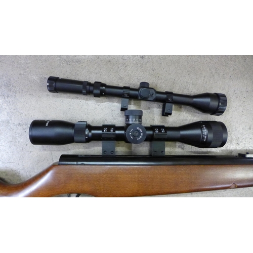 807 - A Webley and Scott Excel .22 calibre air rifle with Subony SV169 3-9x32AO scope, one other rifle sco... 