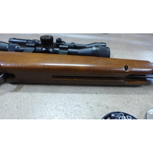 807 - A Webley and Scott Excel .22 calibre air rifle with Subony SV169 3-9x32AO scope, one other rifle sco... 