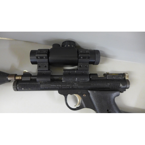 808 - A Crosman E9A Series air rifle, with Walther Top Point scope, spare breech and barrel