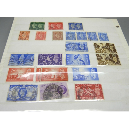 813 - Stamps; two stock cards with one Penny Black, two Two Pence Blues, eleven Penny Reds, other Victoria... 