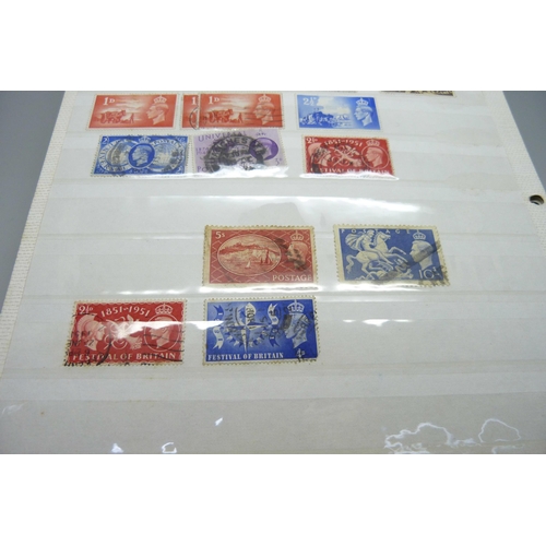 813 - Stamps; two stock cards with one Penny Black, two Two Pence Blues, eleven Penny Reds, other Victoria... 