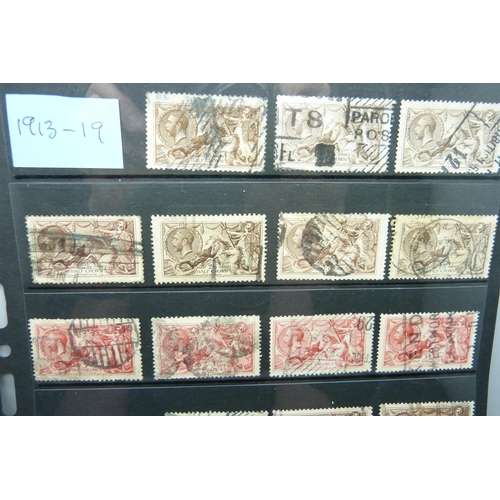 815 - Stamps; a stock sheet of Great Britain seahorses