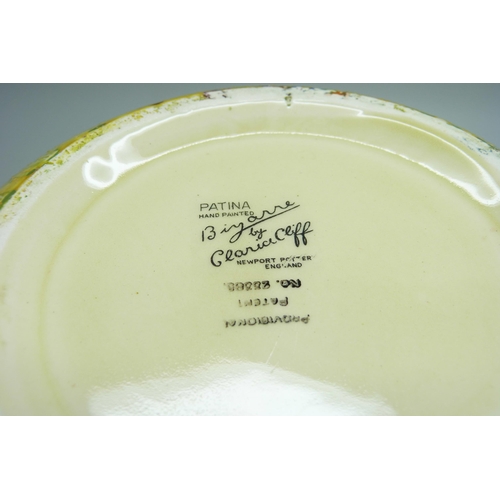 819 - A Bizarre by Clarice Cliff Patina Tree hand painted bowl, (Provisional patent No. 28865), inner rim ... 