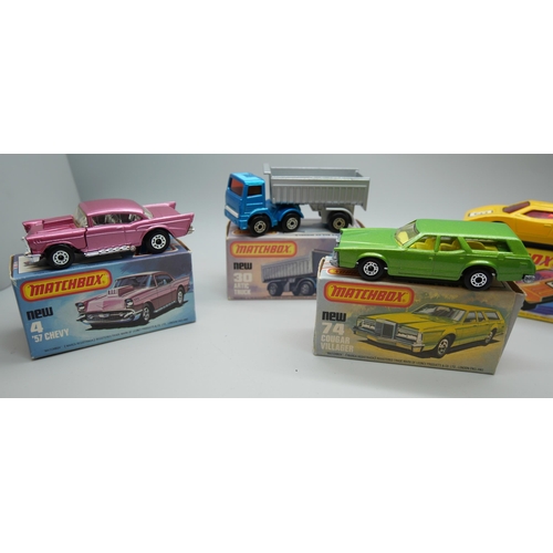 822 - Five Matchbox Superfast die-cast model vehicles, 4, 27, 30, 44, 74