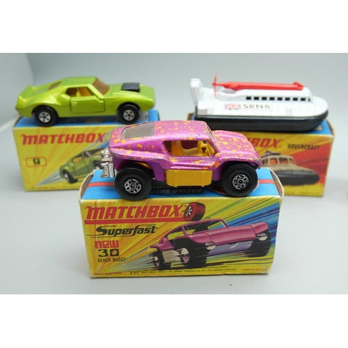 823 - Six Matchbox Superfast die-cast model vehicles, 1, 9, 30, 52, 64, 72