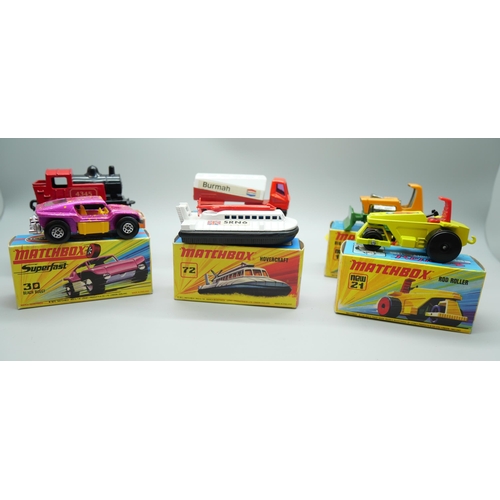 831 - Six Matchbox Superfast die-cast model vehicles, 12, 21, 30, 43, 63, 72