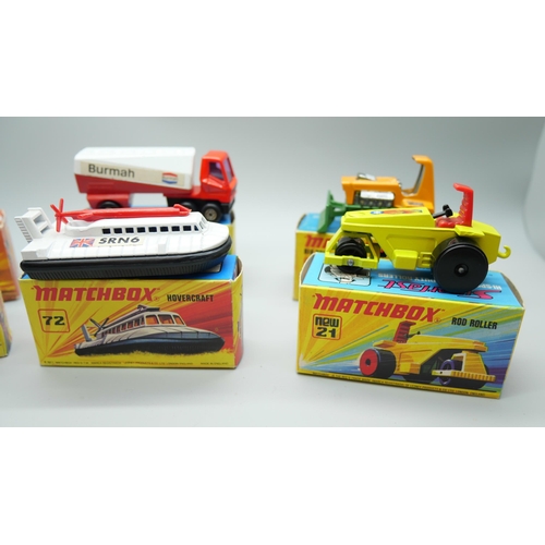 831 - Six Matchbox Superfast die-cast model vehicles, 12, 21, 30, 43, 63, 72