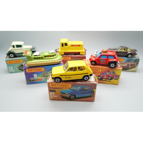 832 - Six Matchbox Superfast die-cast model vehicles, 2, 3, 14, 21, 24, 73