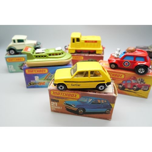 832 - Six Matchbox Superfast die-cast model vehicles, 2, 3, 14, 21, 24, 73