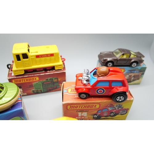 832 - Six Matchbox Superfast die-cast model vehicles, 2, 3, 14, 21, 24, 73