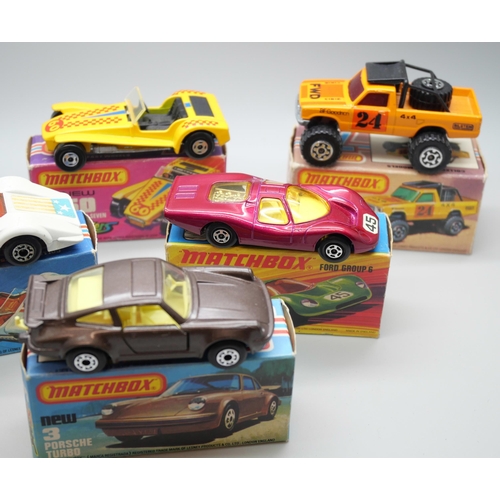 833 - Six Matchbox Superfast die-cast model vehicles, 3, 16, 45, 55, 60, 63