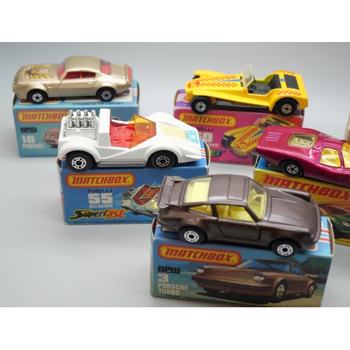 833 - Six Matchbox Superfast die-cast model vehicles, 3, 16, 45, 55, 60, 63