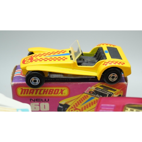 833 - Six Matchbox Superfast die-cast model vehicles, 3, 16, 45, 55, 60, 63