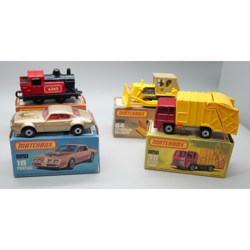 837 - Six Matchbox Superfast die-cast model vehicles, 7, 12, 16, 36, 43, 64