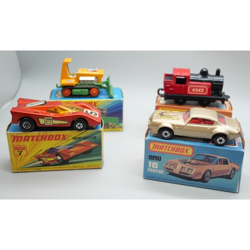 837 - Six Matchbox Superfast die-cast model vehicles, 7, 12, 16, 36, 43, 64