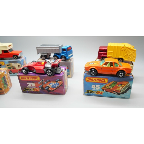 839 - Six Matchbox Superfast die-cast model vehicles, 30, 36, 36, 38, 45, 47