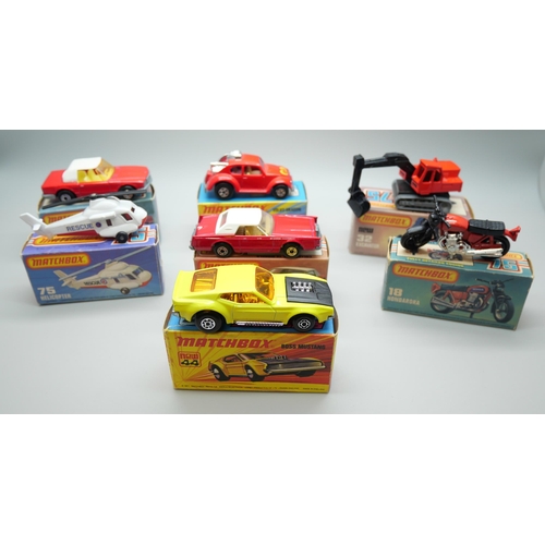 841 - Six Matchbox Superfast die-cast model vehicles, 6, 18, 28, 31, 32, 44