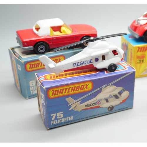 841 - Six Matchbox Superfast die-cast model vehicles, 6, 18, 28, 31, 32, 44