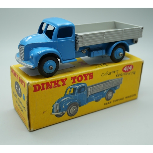 844 - A Dinky Toys 414 Rear Tipping Wagon, boxed