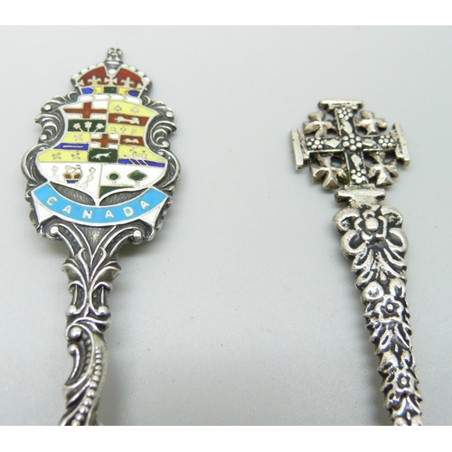 875 - A Canada silver and enamelled spoon and one other 935 silver spoon, 45.6g