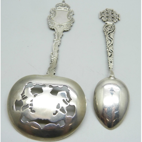 875 - A Canada silver and enamelled spoon and one other 935 silver spoon, 45.6g