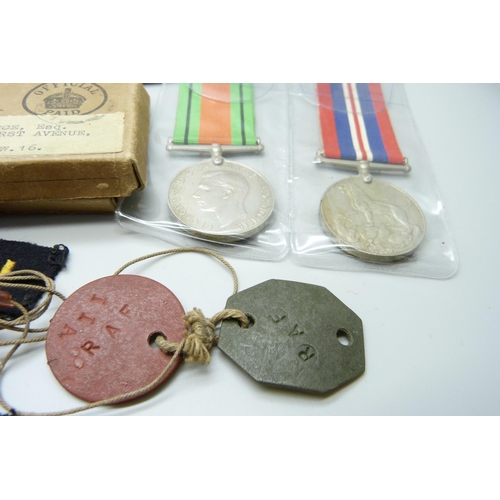 885 - WWII medals, dog tags and ephemera, relating to Donald McGregor Bruce, RAF