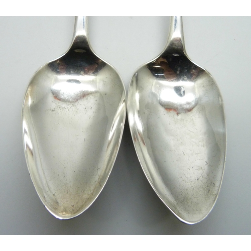 891 - A pair of George III silver serving spoons, Newcastle 1802, maker Thomas Watson, 117g