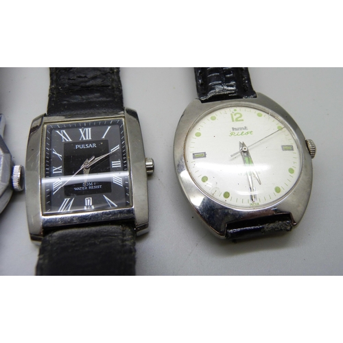 908 - Seven wristwatches, including Aviation, hand loose, and HMT Pilot