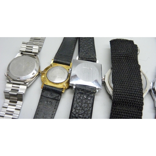 908 - Seven wristwatches, including Aviation, hand loose, and HMT Pilot