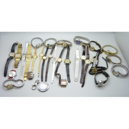 926 - A collection of lady's wristwatches including Pierce, Timex, Tissot, Ingersoll, etc.