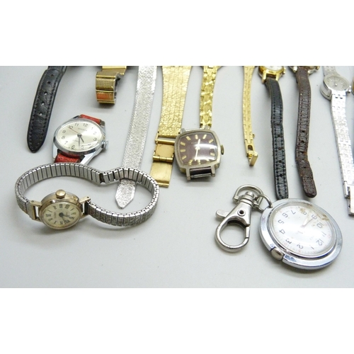 926 - A collection of lady's wristwatches including Pierce, Timex, Tissot, Ingersoll, etc.