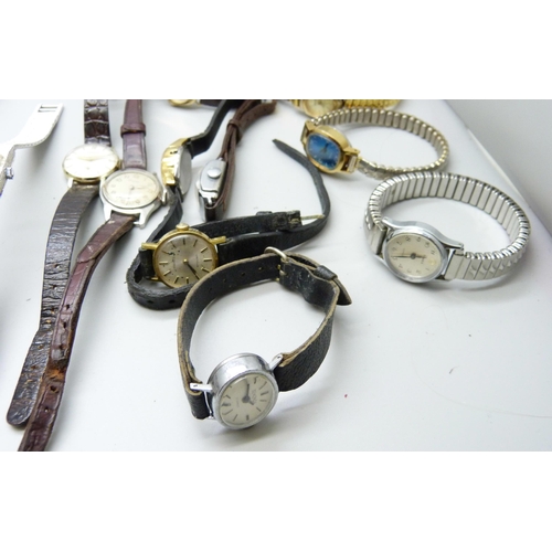 926 - A collection of lady's wristwatches including Pierce, Timex, Tissot, Ingersoll, etc.