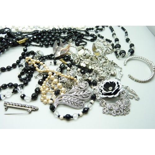 927 - A collection of paste set, marcasite and faceted bead jewellery