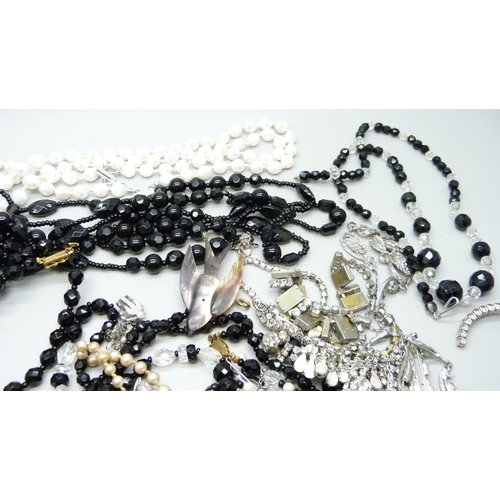 927 - A collection of paste set, marcasite and faceted bead jewellery