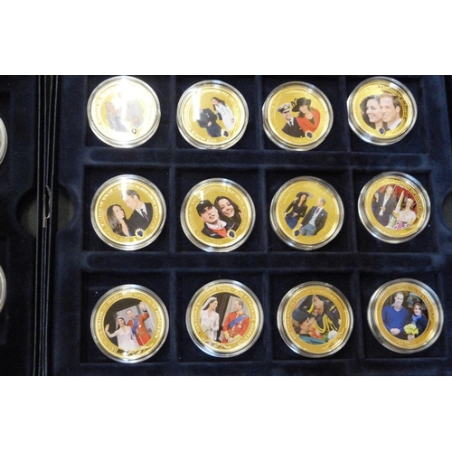 929 - Three cased sets of gold plated and enamelled coins, Duke of Edinburgh, William and Kate and London ... 