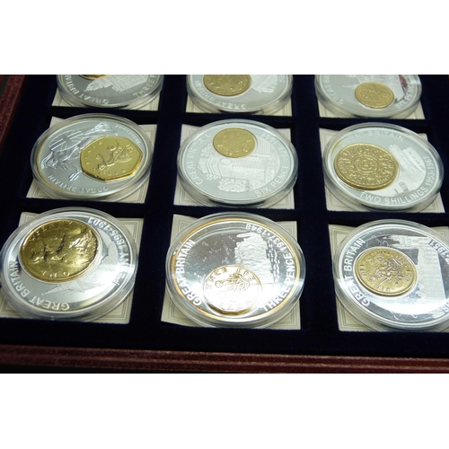 930 - A cased set of gold plated pre-decimalisation coins and other British coins plus two British proof s... 