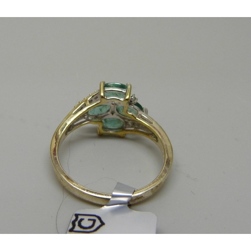 936 - A silver gilt emerald and topaz cluster ring, S